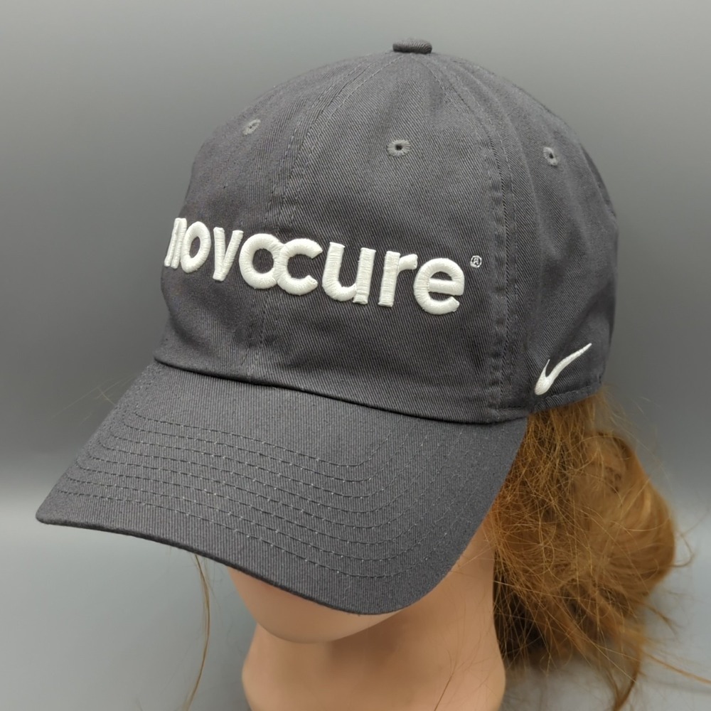 Novocure Nike Heritage86 Hat Golf Cap OSFM Gray Cancer Awareness Ribbon